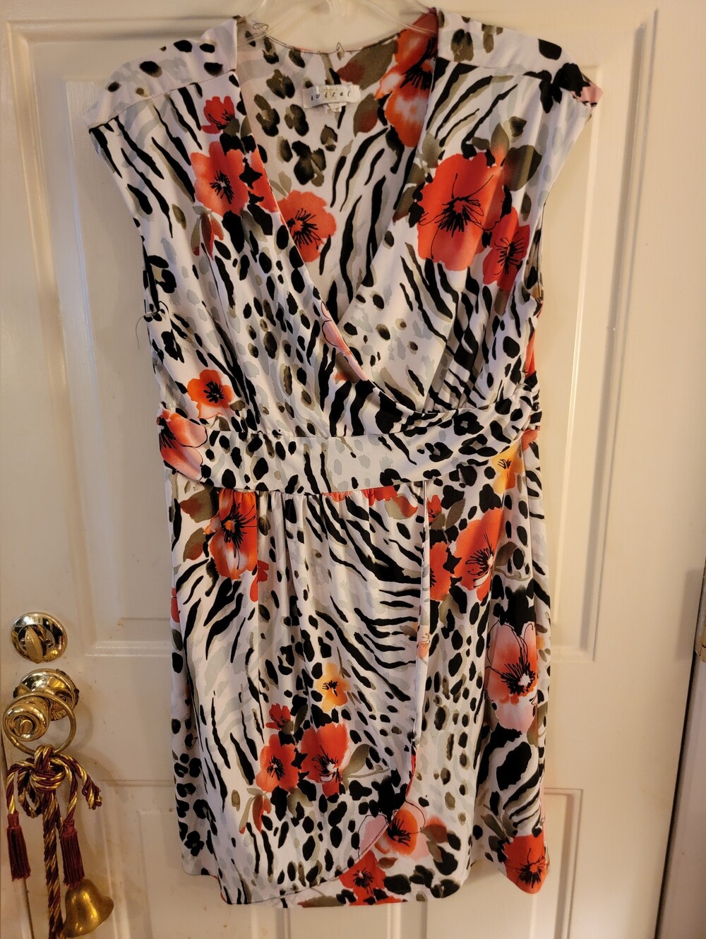 Evital Floral Animal-Print Wrap Dress in White and Orange